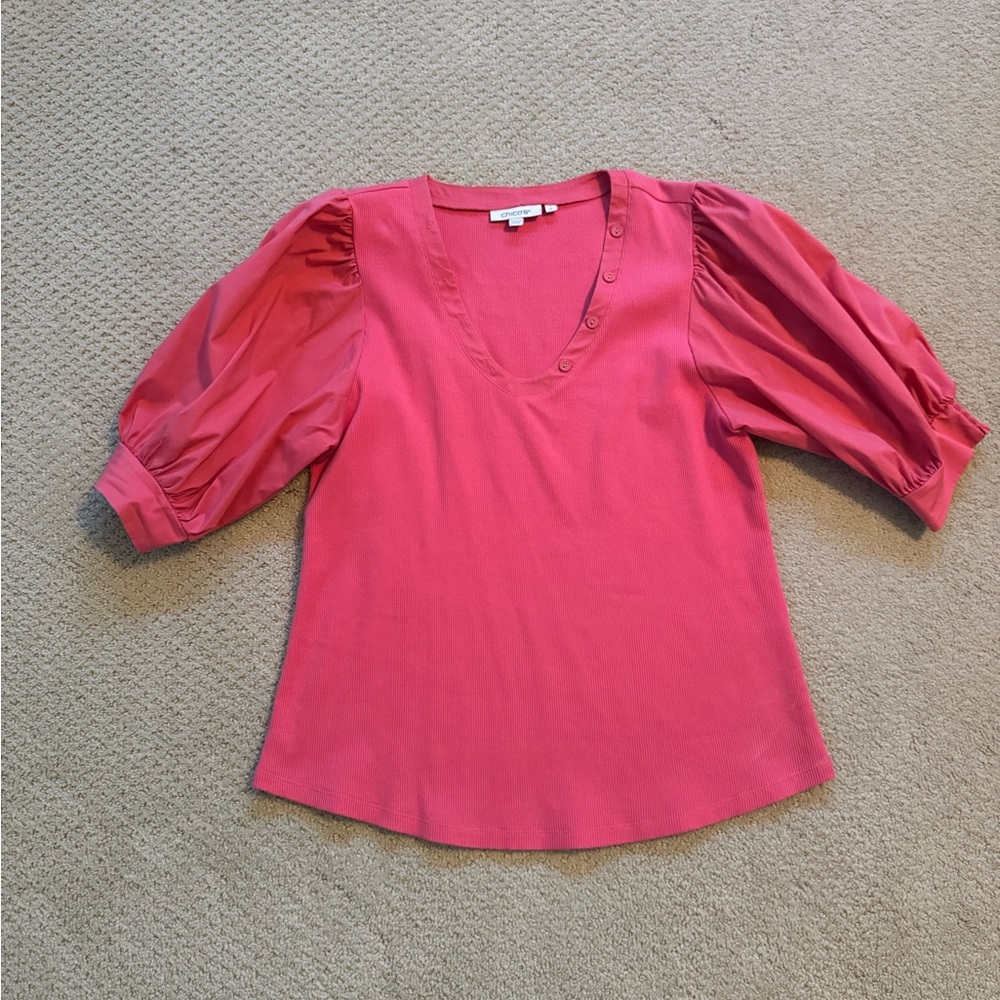 Chico's Vibrant Pink Puff Sleeve Blouse
